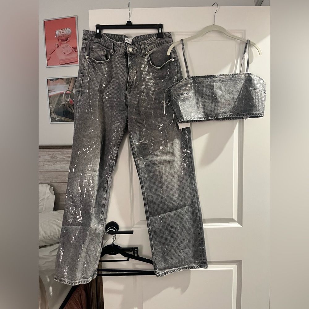Zara Denim Set 
Top: L
Bottom: 12